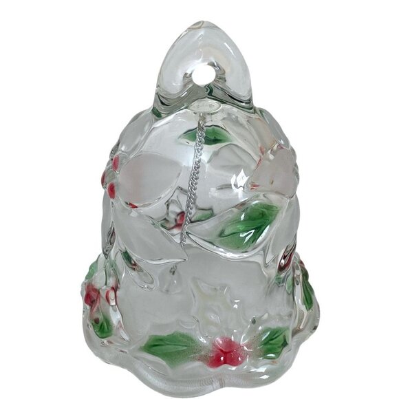 Mikasa Glass Bell Christmas Poinsettias and Holly Holiday Bloom - Picture 5 of 6